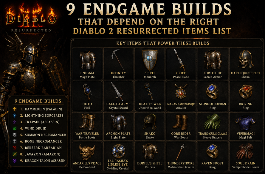 9 Endgame Builds That Depend on the Right Diablo 2 Resurrected Items List